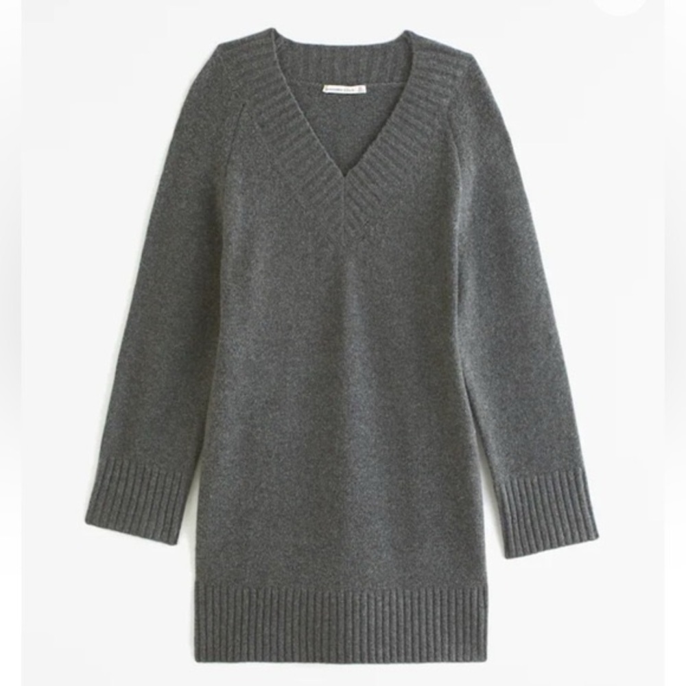 Abercrombie & Fitch Charcoal V-Neck Sweater Dress